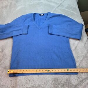 Preswick & Moore Cashmere Sweater Mens XL Blue V-Neck Made in Italy Solid Knit